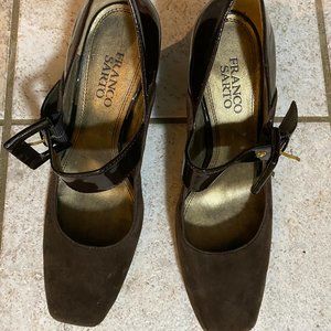 Franco Sarto ‘Tenor” Brown Patent Leather Mary Jane Pumps
